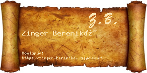 Zinger Bereniké névjegykártya
